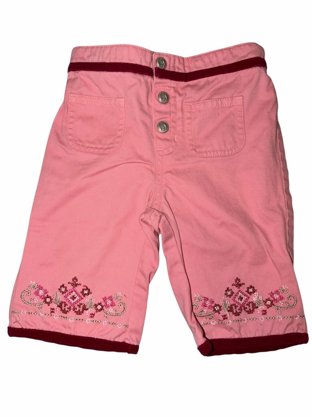 EUC Vintage Y2K Faded Glory Girls' Pink Embroidered Pants 6-9m western